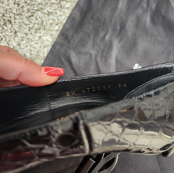 Yves Saint Laurent Crocodile Logo Black Heels 36 - Picture 10 of 16